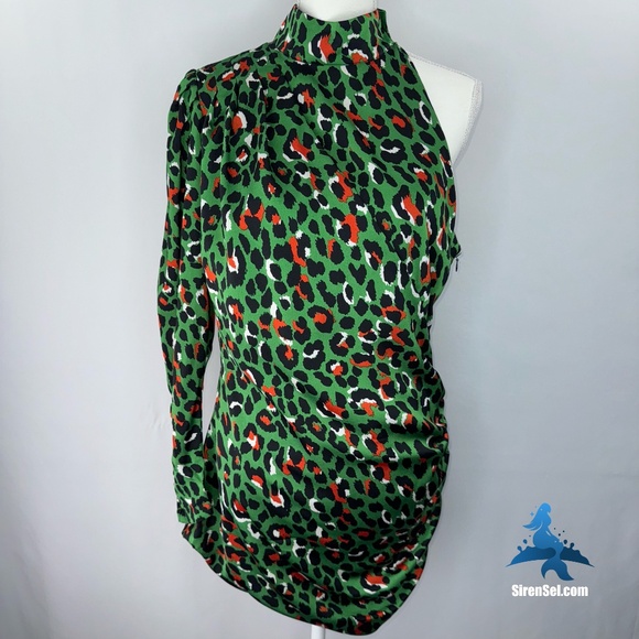 1152 NWT Choosy Untamed One Shoulder Dress - Size L - Green/Red/Black Multi - Picture 1 of 16